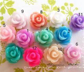 8 Resin Mini Roses Mum Flower Cabochons Accessory 10x6.5mm