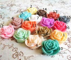 12 Mixed colors -you choose the color and how many- Resin Roses Cabochons Flower Accessory 22x22x12mm