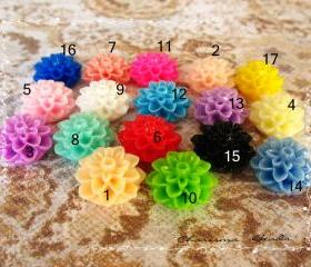 4 Mixed colors -you choose the color and how many- Resin Chrysanthemum Flower Cabochons Accessory 15x8mm