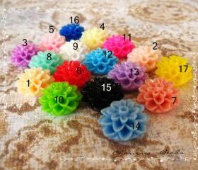 8 Mixed colors -you choose the color and how many- Resin Chrysanthemum Flower Cabochons Accessory 15x8mm