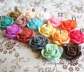 8 Mixed colors -you choose the color and how many- Resin Roses Cabochons Flower Accessory 22x22x12mm
