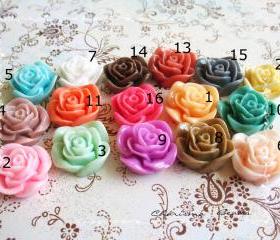 4 Mixed colors -you choose the color and how many- Resin Roses Cabochons Flower Accessory 22x22x12mm