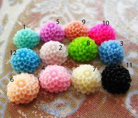 12 Mixed colors -you choose the color and how many- Resin Chrysanthemum Mum Flower Cabochons Accessory 10x4.5mm