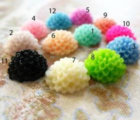 16 Mixed colors -you choose the color and how many- Resin Chrysanthemum Mum Flower Cabochons Accessory 10x4.5mm