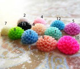 4 Mixed colors -you choose the color and how many- Resin Chrysanthemum Mum Flower Cabochons Accessory 10x4.5mm