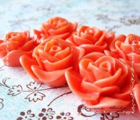 18 Resin Roses Cabochons Flower Accessory 22x22x12mm