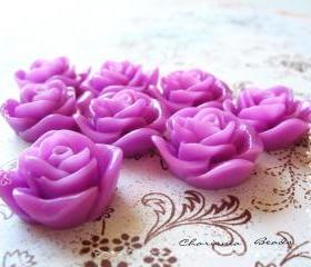 18 Resin Roses Cabochons Flower Accessory 22x22x12mm
