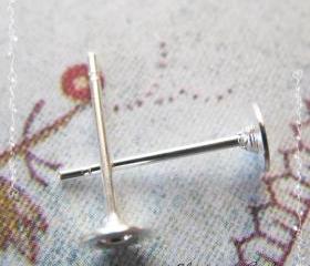 124pcs/62 pairs Earstud Components -Earring Posts- Brass Head and Stainless Steel Pin, Flat Pad Head 4mm, 10mm long