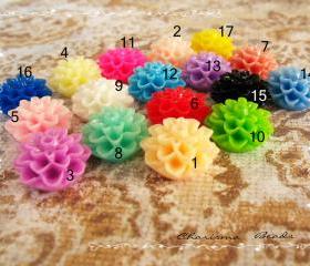  30 Mixed colors -you choose the color and how many- Resin Chrysanthemum Flower Cabochons Accessory 15x8mm