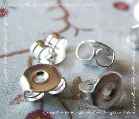 124pcs/62 pairs Earring Stopers -Brass Earnuts- 5x3x4.5mm, Hole: 1mm