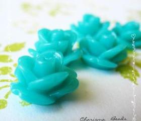  42 Resin Mini Roses Mum Flower Cabochons Accessory 10x6.5mm