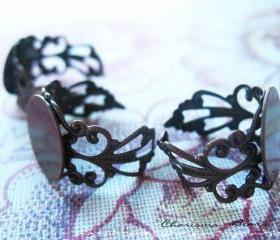 42 Red Copper Brass Filigree Adjustable Ring Shanks 17mm, 15mm