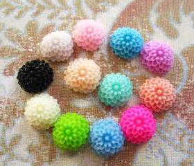 30 Mixed colors -you choose the color and how many- Resin Chrysanthemum Mum Flower Cabochons Accessory 10x4.5mm