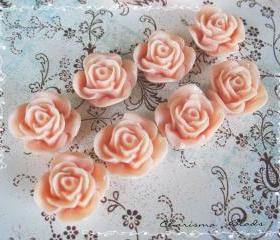 24 Resin Roses Cabochons Flower Accessory 22x22x12mm