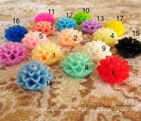  20 Mixed colors -you choose the color and how many- Resin Chrysanthemum Flower Cabochons Accessory 15x8mm