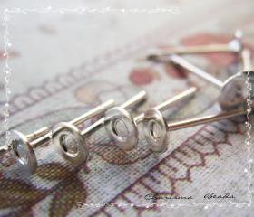 84pcs/42 pairs Earstud Components -Earring Posts- Brass Head and Stainless Steel Pin, Flat Pad Head 4mm, 10mm long