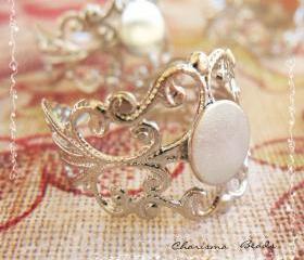 36 Platinum Brass Filigree Adjustable Ring Shanks 18mm, 16mm