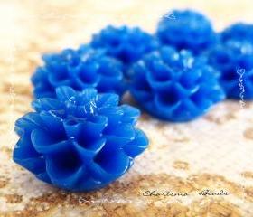 6 Resin Chrysanthemum Flower Cabochons Accessory 15x8mm