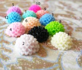8 Mixed colors -you choose the color and how many- Resin Chrysanthemum Mum Flower Cabochons Accessory 10x4.5mm