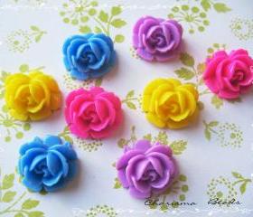 12 Mixed colors -you choose the color and how many- Resin Roses Cabochons Flower Accessory 18x17x8mm