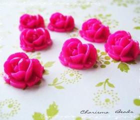 30 Resin Roses Cabochons Flower Accessory 18x17x8mm