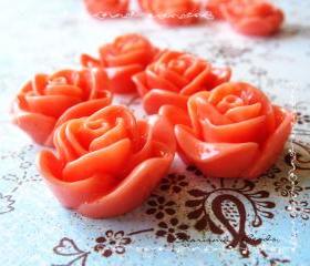 24 Resin Roses Cabochons Flower Accessory 22x22x12mm