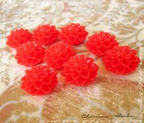  30 Resin Chrysanthemum Flower Cabochons Accessory 15x8mm