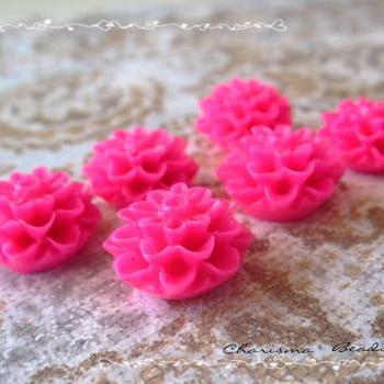 42 Resin Chrysanthemum Flower Cabochons Accessory 15x8mm