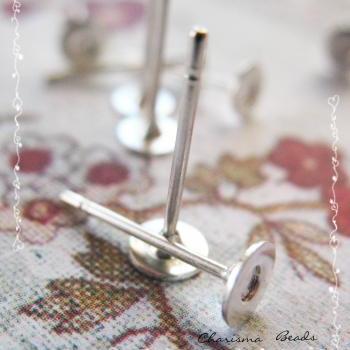 148pcs/74 pairs Earstud Components -Earring Posts- Brass Head and Stainless Steel Pin, Flat Pad Head 4mm, 10mm long