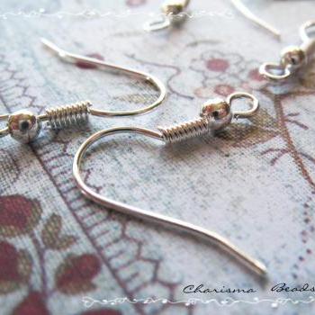 96pcs/48 pairs Silver Plated Fish Hook Earwire , 18x17mm