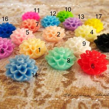8 Mixed colors -you choose the color and how many- Resin Chrysanthemum Flower Cabochons Accessory 15x8mm